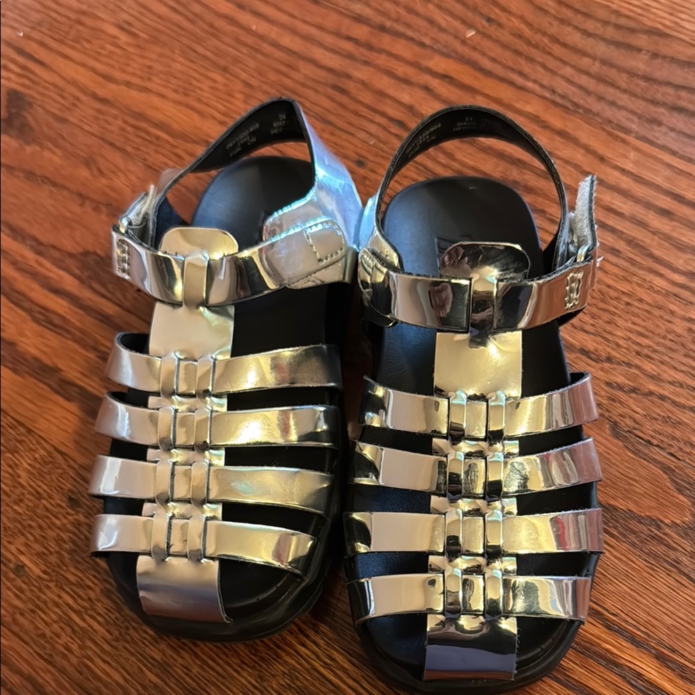 Zara Metallic Sandals with Black Soles.Toddler size 8. BNWOT